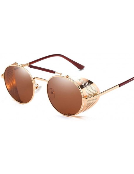 Aviator Vintage Steampunk Sunglasses Men Women Alloy Metal Frame Black Black - Gold Black - CV18XDUEY2T $12.64