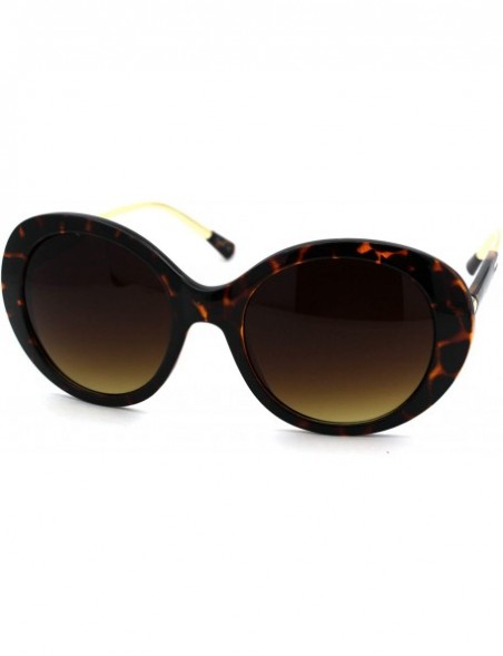 Oval Womens Thick Plastic Oval Round Mod Designer Sunglasses - Tortoise Brown - CK18WCCQ8OD $13.33