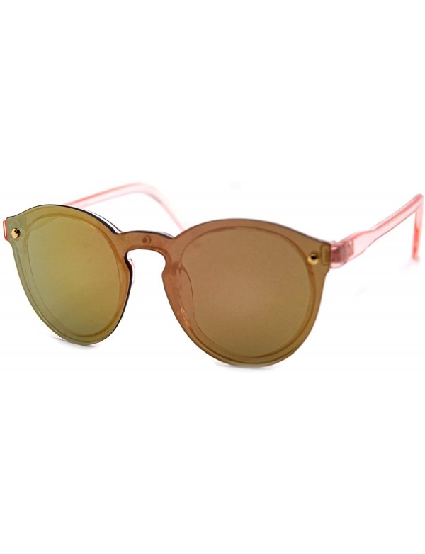 Rimless Polarized Rimless One Piece Round Mirrored Sunglasses P4166 - Pink - C418OK5LZXI $9.88