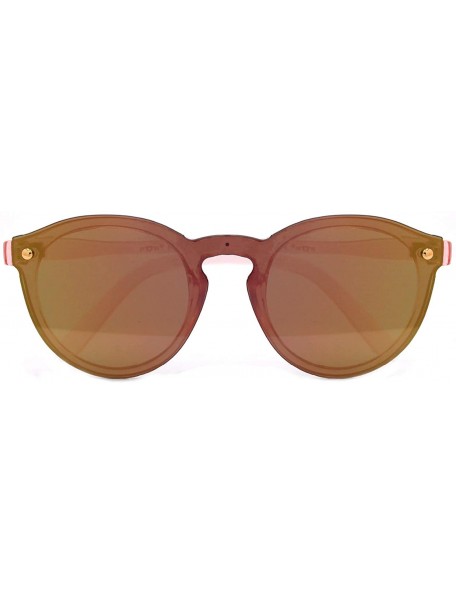 Rimless Polarized Rimless One Piece Round Mirrored Sunglasses P4166 - Pink - C418OK5LZXI $9.88