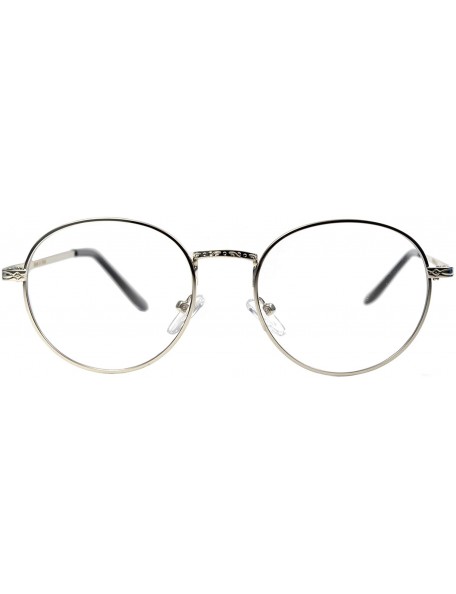 Round Women's Men's Round Clear Lens Glasses Metal Premium - 070_silver - CV1875I5LEN $9.97