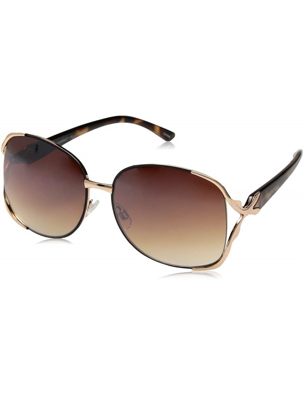 Rectangular Women's 453SP Rectangular Vented Sunglassess with 100% UV Protection - 58 mm - Rose Gold/ Brown - CS180Z3X9GH $24.26