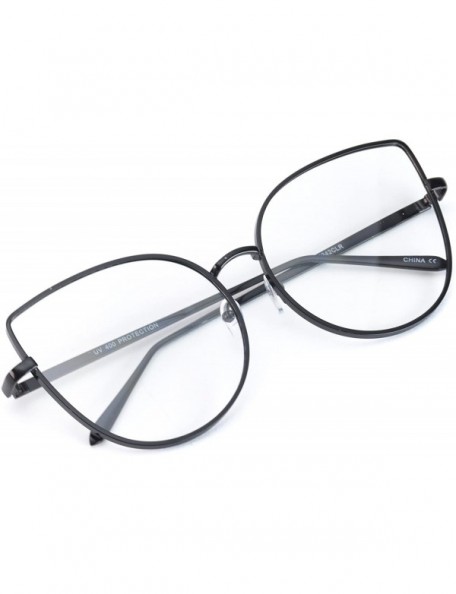 Oversized Clear Thin Frame Oversized Delicate Glasses - Black Frame - CP12NTXOI5V $12.52