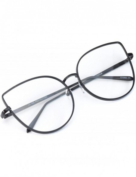 Oversized Clear Thin Frame Oversized Delicate Glasses - Black Frame - CP12NTXOI5V $12.52