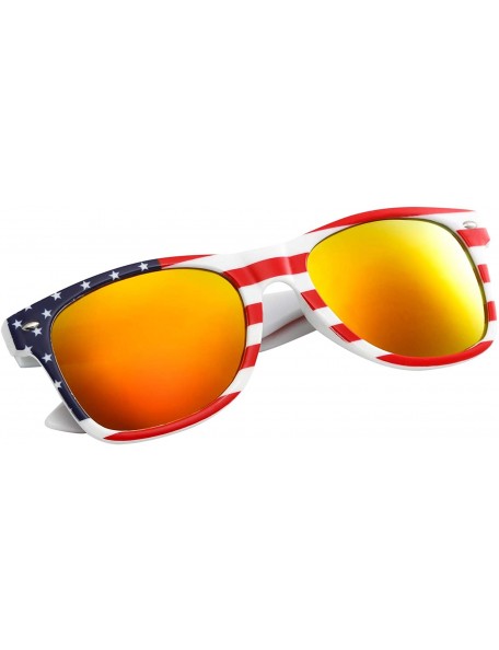 Square Classic American Flag Mirror Sunglasses USA - Red Mirror - C718GRRSR3T $11.41