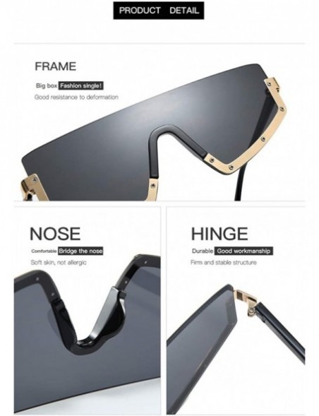 Aviator New Fashion Half Frame Conjoined Lens Personalized UV400 Sunglasses for Men and Women Street Shooting Selfy 2134 - CD...