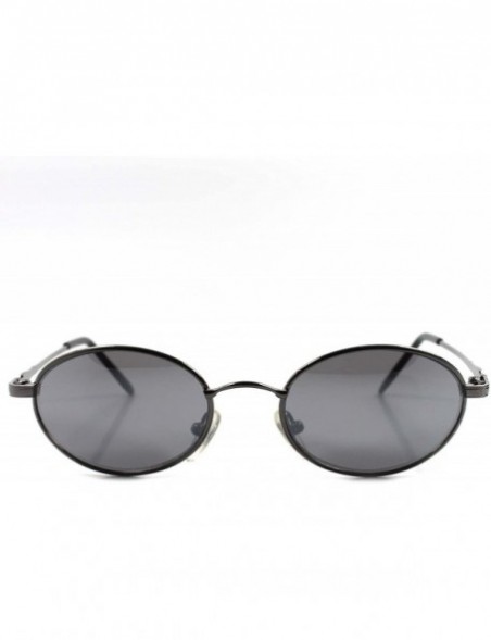 Oval Old Fashion 80s 90s Mens Womens Indie Vintage Style Round Oval Sunglasses - Gunmetal / Black - CB1896YMUEN $15.99