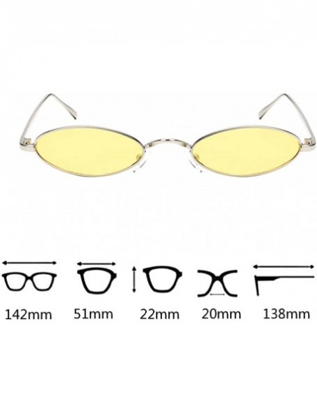 Oval Women Fashion Retro Small Oval Metal Frame Sunglasses Eyewear UV400 - Silver Metal Frame+yellow Lens - CI18D6RYIYI $7.94