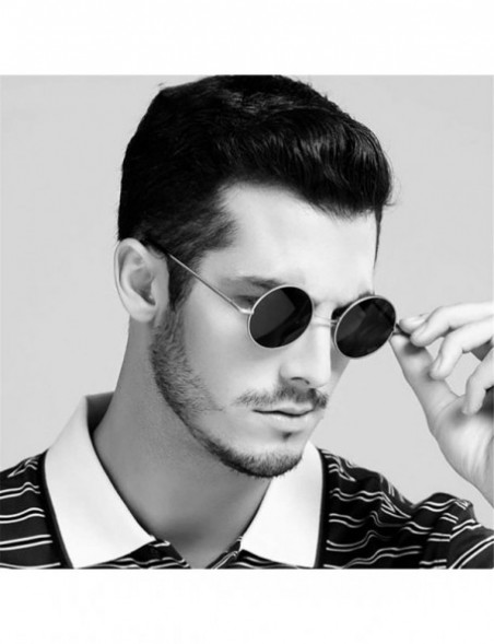 Round Classic Polarized Round Metal Sun Glasses Casual Sunglasses Women Retro UV400 Men Black Shades Trend Eyewear - CJ197Y6S...