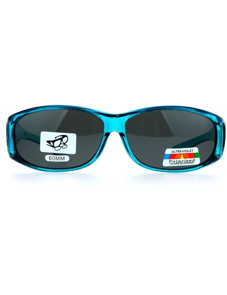 Rectangular Polarized Fit Over Glasses Womens Sunglasses Oval Rectangular Frame - Teal - CU18738D89X $16.45