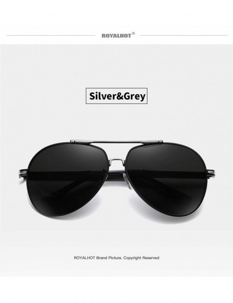 Sport Men Polarized Aviator Sunglasses Premium Military Style Classic Driving 90084 - Silver Grey - CE18XMUG9RI $11.50