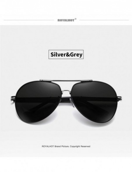 Sport Men Polarized Aviator Sunglasses Premium Military Style Classic Driving 90084 - Silver Grey - CE18XMUG9RI $11.50