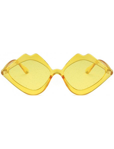 Goggle Women's Fashion Jelly Sunshade Sunglasses Integrated Candy Color Glasses Classic Oversized Sunglasses - Yellow - CC18R...