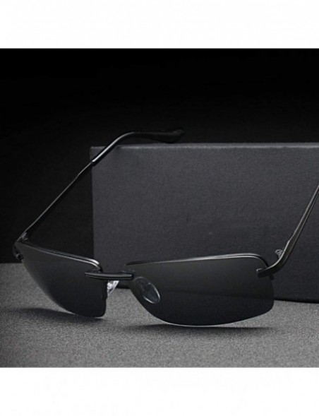 Rectangular Men's Rectangular Frameless Polarized Sunglasses UV400 Y8905 C1BOX - Y8905 C3box - C918XE0TLDK $14.41