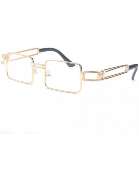 Rectangular Punk Rectangular Unisex Metal Frame And Clear Lens With Glasses Case - Clear - CF1888K0MEX $13.29