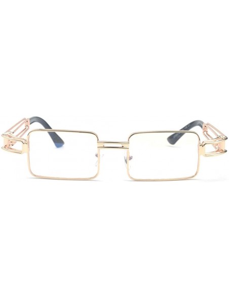 Rectangular Punk Rectangular Unisex Metal Frame And Clear Lens With Glasses Case - Clear - CF1888K0MEX $13.29