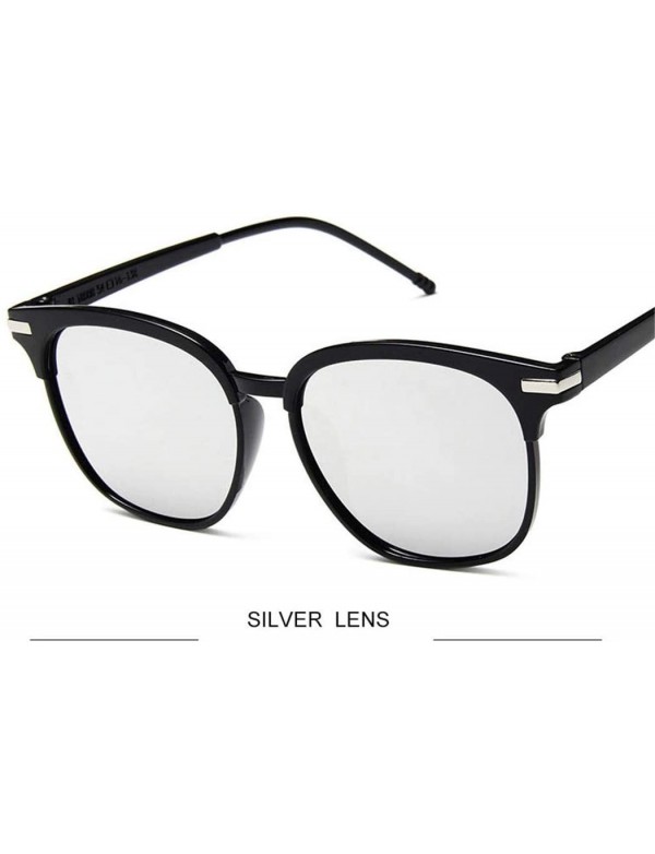 Oversized Square Sunglasses Man Retro Mirror Fashion Sun Glasses Vintage Shades - Silver - CB194OR48GT $20.16