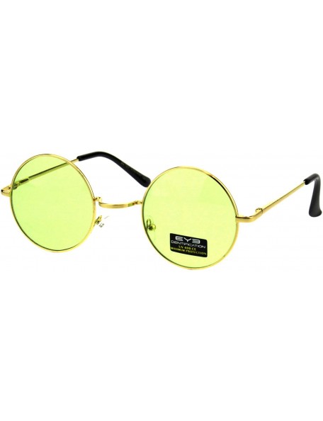 Round Gold Round Circle Frame Unisex Sunglasses Spring Hinge Color Lens UV 400 - Gold - CU18HWS044U $9.36