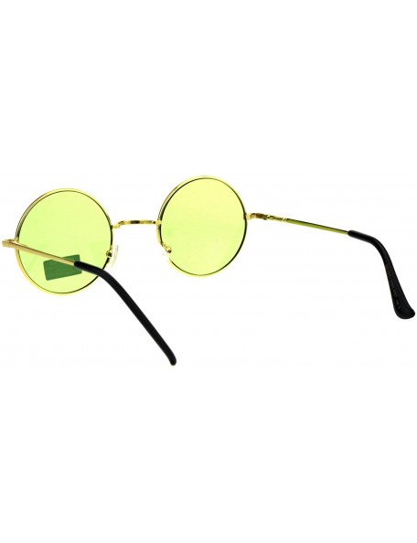 Round Gold Round Circle Frame Unisex Sunglasses Spring Hinge Color Lens UV 400 - Gold - CU18HWS044U $9.36