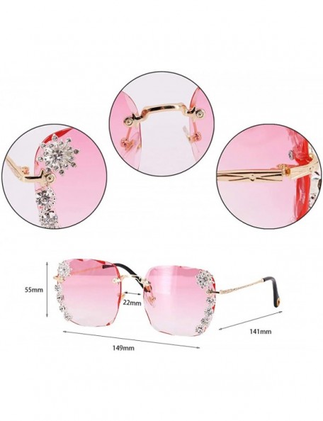 Oversized Women Luxury Diamond Rhinestone Sunglasses Novelty Oversized Square Shades - Gold Frame/Pink Lens - CF19CIO9UUN $15.32