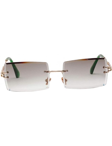 Rimless Vintage Rectangle Cut Rimless Sunglasses Designer Tinted Lens Eyewear - Green - CL195WOL68X $10.62