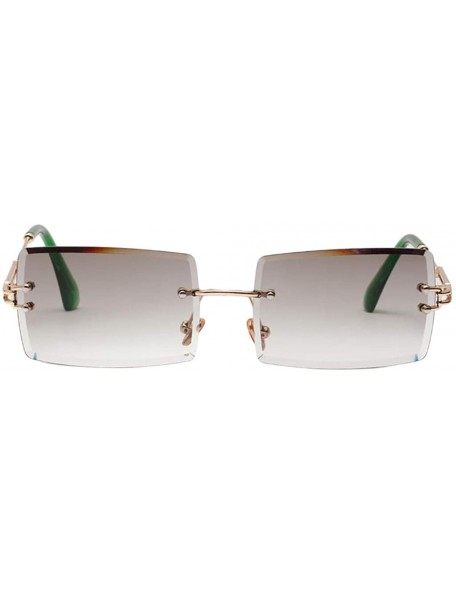 Rimless Vintage Rectangle Cut Rimless Sunglasses Designer Tinted Lens Eyewear - Green - CL195WOL68X $10.62