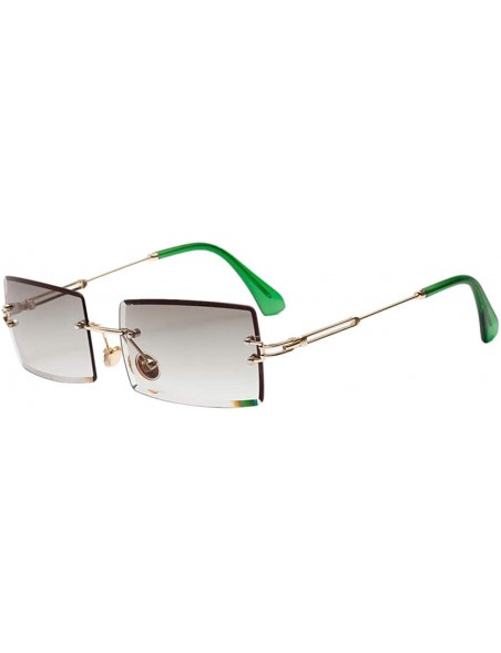 Rimless Vintage Rectangle Cut Rimless Sunglasses Designer Tinted Lens Eyewear - Green - CL195WOL68X $10.62