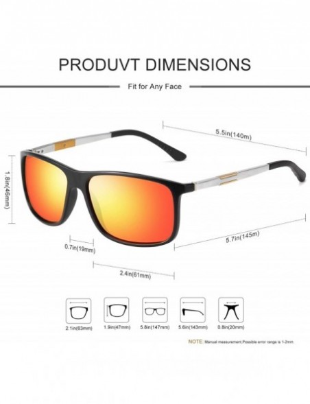 Rectangular Rectangular Sunglasses Polarized Aluminum Glasses - Black Frame Red Lens - CE18NOI9U9G $11.08