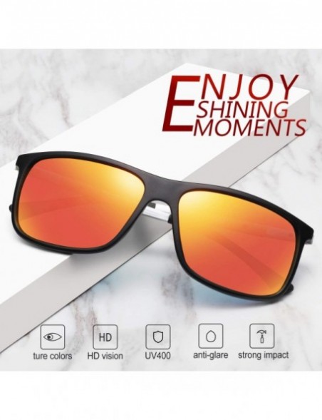 Rectangular Rectangular Sunglasses Polarized Aluminum Glasses - Black Frame Red Lens - CE18NOI9U9G $11.08