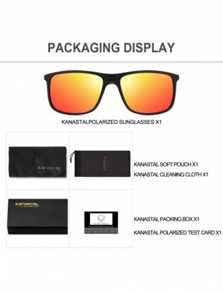 Rectangular Rectangular Sunglasses Polarized Aluminum Glasses - Black Frame Red Lens - CE18NOI9U9G $11.08