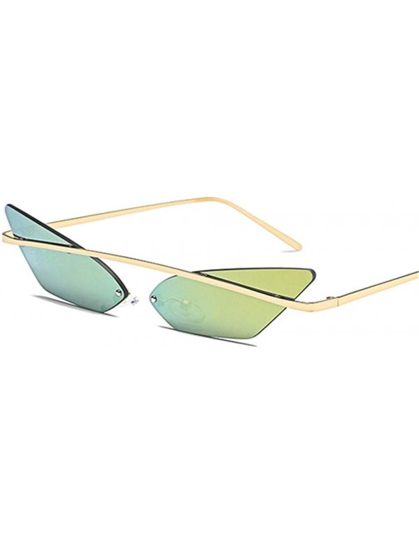 Rectangular Narrow Cat Eye Rimless Sunglasses Women Vintage Designer Men Eyewear Shades Sun Glasses - Gold - CN18Y6HTUUW $28.84