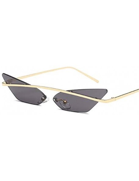 Rectangular Narrow Cat Eye Rimless Sunglasses Women Vintage Designer Men Eyewear Shades Sun Glasses - Gold - CN18Y6HTUUW $28.84