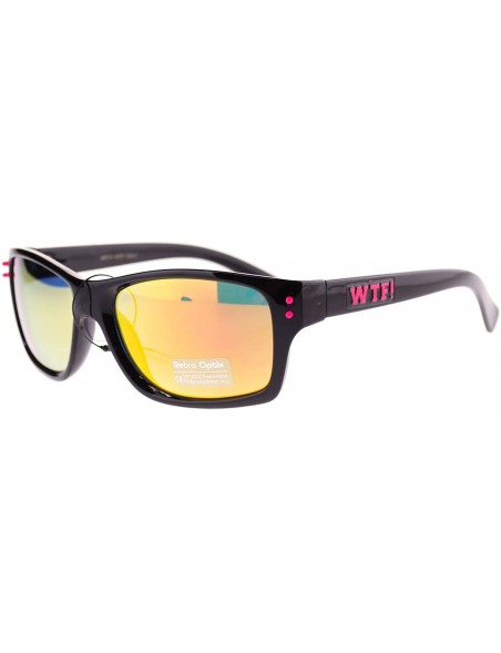 Rectangular WTF! Unisex Sunglasses Classic Rectangular Reflective Lens - Pink - C011P5E1PZR $9.74