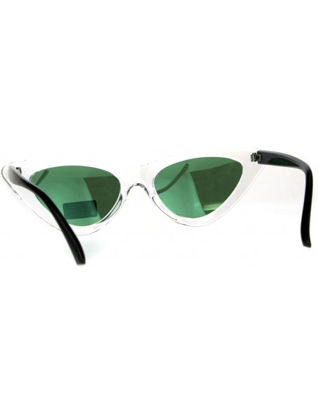 Cat Eye Womens Designer Cat Eye Color Mirror Mod Goth Sunglasses - Green - CG180UOICQQ $7.71