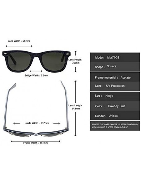 Square Men women square shape cowboy design sunglasses UV400 Protection - Blue - CS18LYQNDI9 $24.56