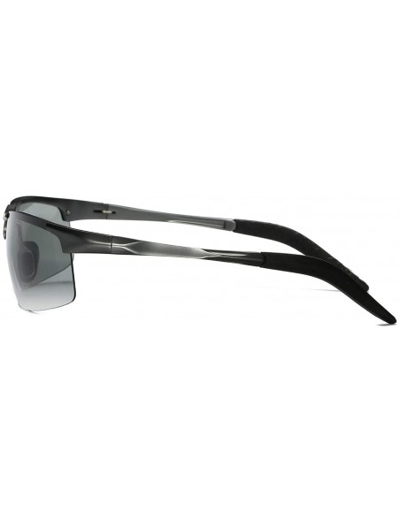 Rectangular Polarized Sunglasses Driving Photosensitive Glasses Color changing sunglasses - Silver - CY18ST0IDR9 $28.61