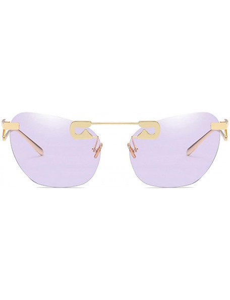 Oval Male Female Fashion Metal Sunglasses Retro Frameless Z-shaped leg - Purple - C218EX4NL2X $14.22