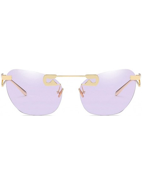 Oval Male Female Fashion Metal Sunglasses Retro Frameless Z-shaped leg - Purple - C218EX4NL2X $14.22