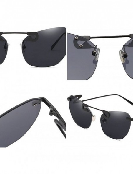 Oval Male Female Fashion Metal Sunglasses Retro Frameless Z-shaped leg - Purple - C218EX4NL2X $14.22