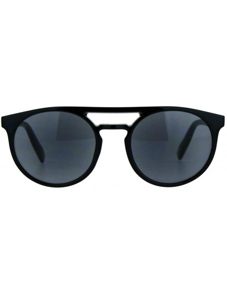 Round Flat Top Hipster Horn Rim Round Keyhole Reader Reading Sunglasses - All Black - CC18XD7QSK5 $10.75