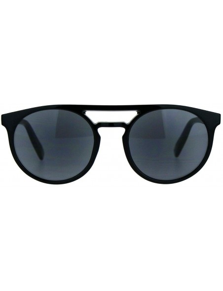 Round Flat Top Hipster Horn Rim Round Keyhole Reader Reading Sunglasses - All Black - CC18XD7QSK5 $10.75