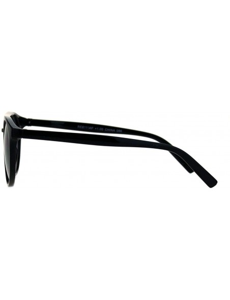 Round Flat Top Hipster Horn Rim Round Keyhole Reader Reading Sunglasses - All Black - CC18XD7QSK5 $10.75