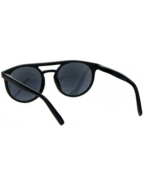 Round Flat Top Hipster Horn Rim Round Keyhole Reader Reading Sunglasses - All Black - CC18XD7QSK5 $10.75