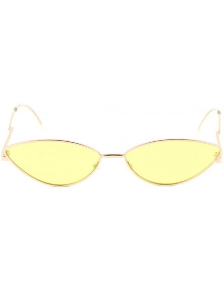 Cat Eye Curved Temple Ear Cat Eye Sunglasses - Yellow - CM1988CSZGX $12.99