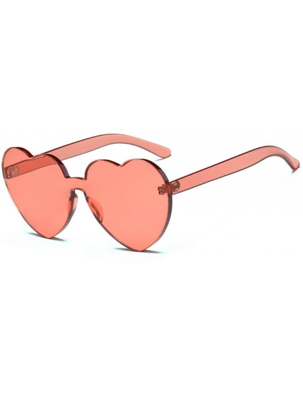 Oversized Classic Heart Shaped Sunglasses - Women Oversized Heart Transparent Candy Color Eyewear Party Sun Glasses - E - CR1...