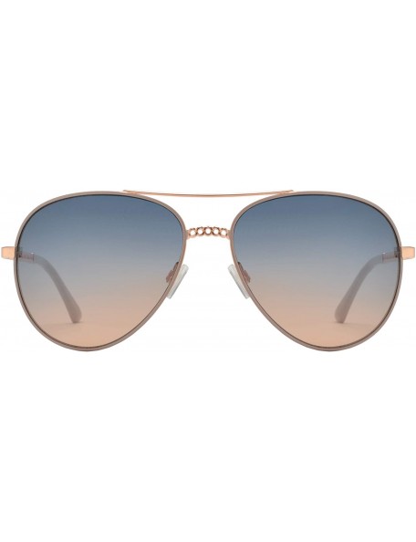 Aviator Fashion Chain Link Design Aviator Sunglasses for Women UV Protection - Taupe + Blue Pink - CN196WIS07W $14.19