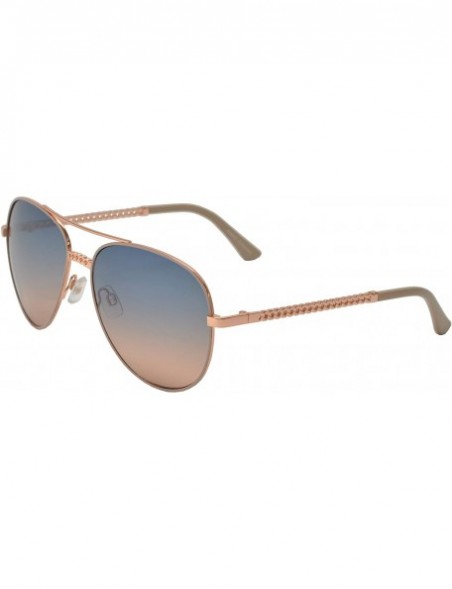 Aviator Fashion Chain Link Design Aviator Sunglasses for Women UV Protection - Taupe + Blue Pink - CN196WIS07W $14.19