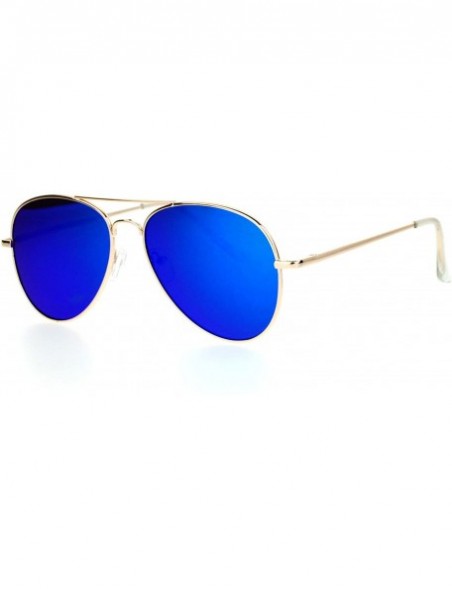 Aviator Flat Lens Aviator Sunglasses Thin Metal Spring Hinge Frame Gold Mirror Lens - Gold - CV188YQ0YUA $12.92