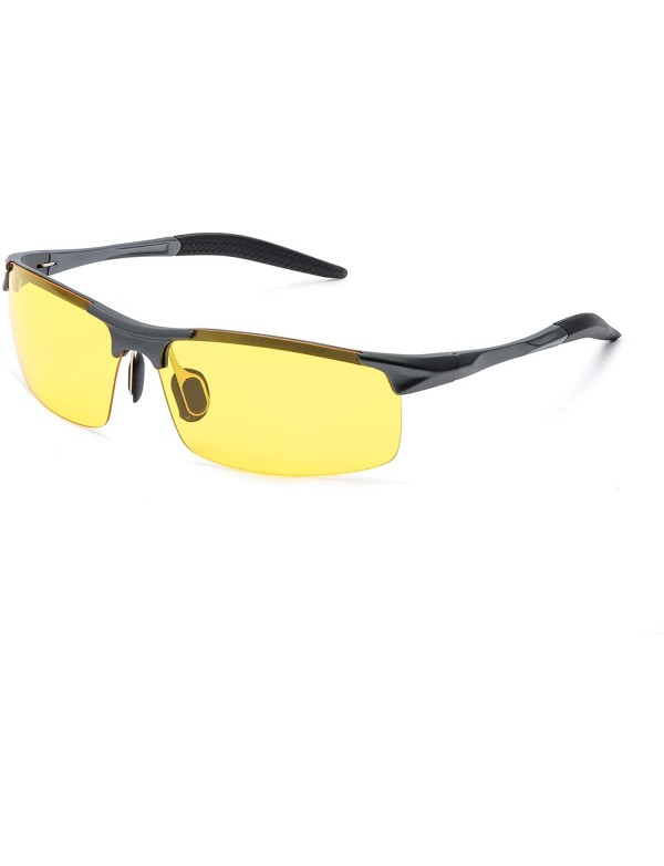 Rectangular Night-Driving Polarized Glasses for Men - Yellow Glasses for Night-Vision - Anti Glare for Safe Driving - C018LR2...