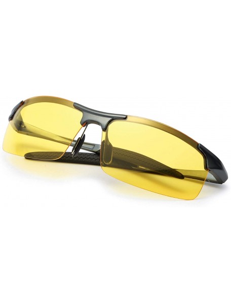 Rectangular Night-Driving Polarized Glasses for Men - Yellow Glasses for Night-Vision - Anti Glare for Safe Driving - C018LR2...